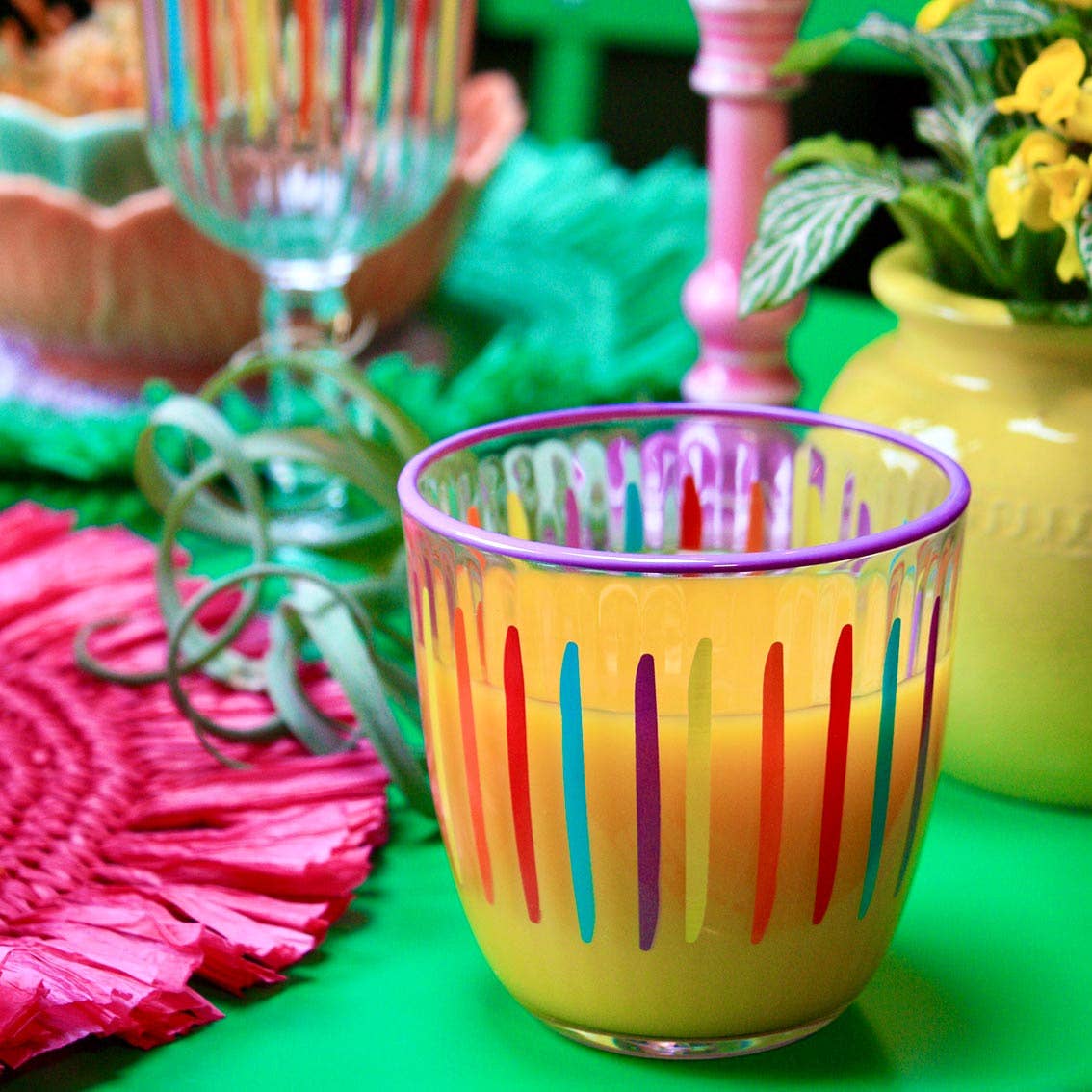 Multi-Coloured Drinking Glass Tumbler