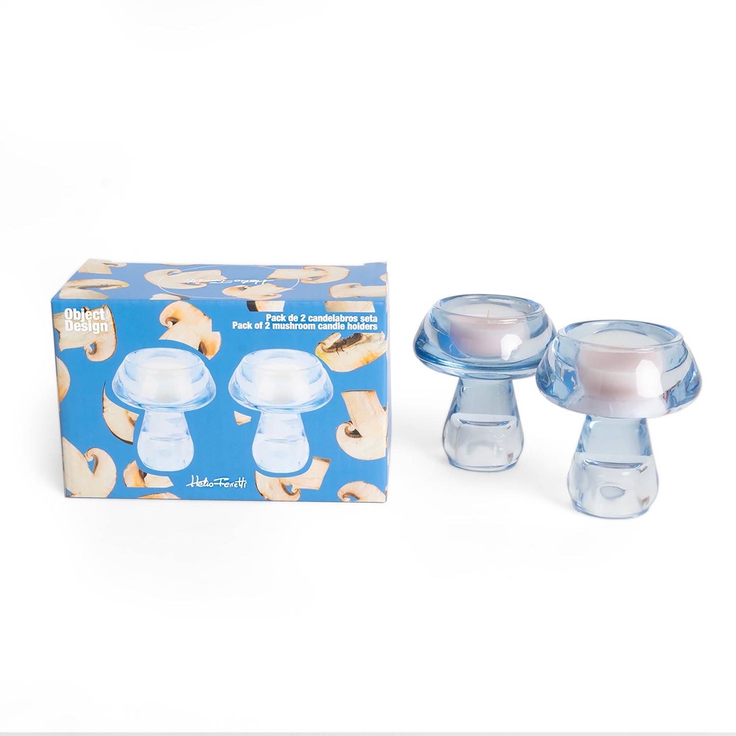 Mushroom Candle Holder Set - Blue