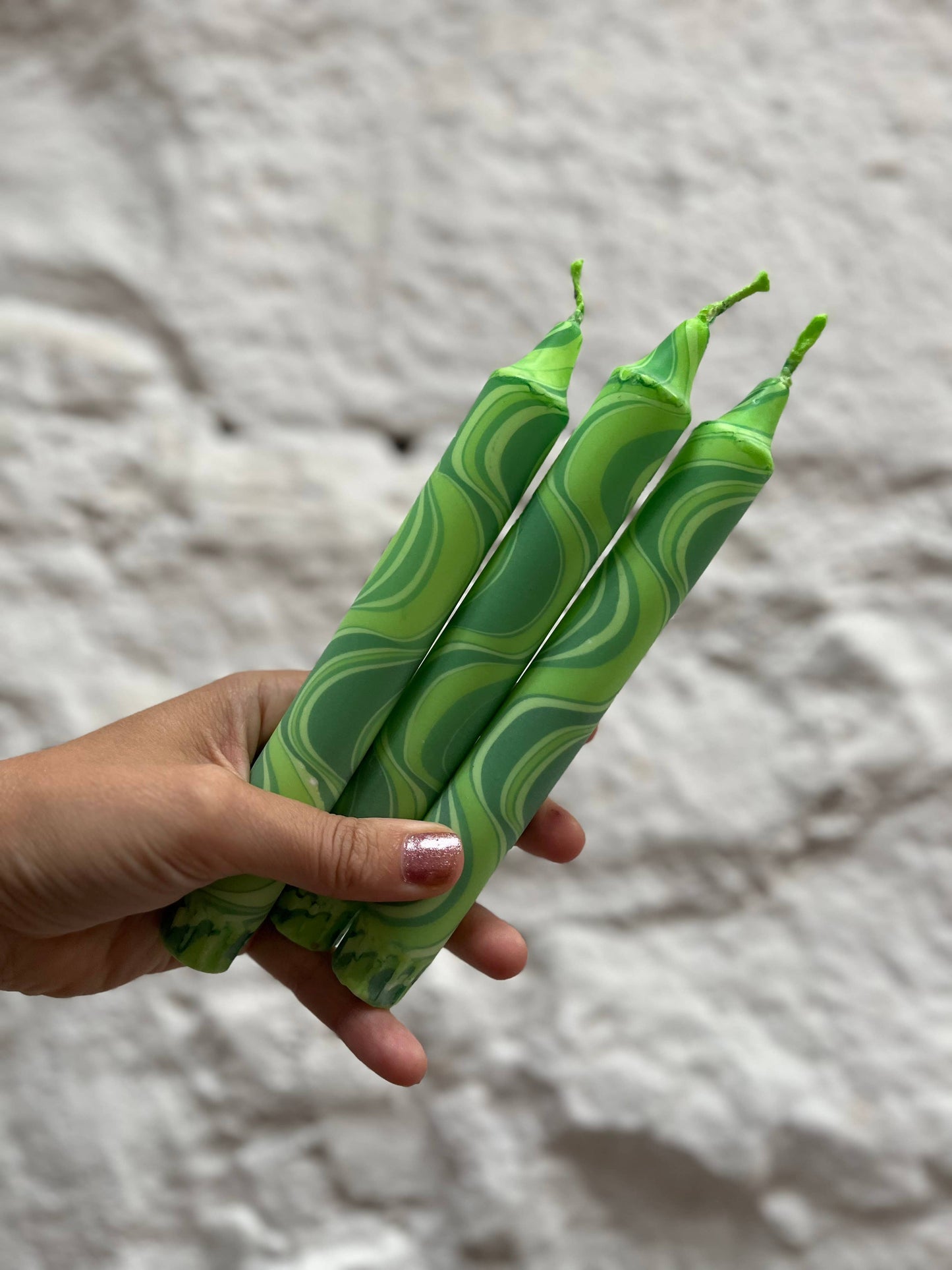 Green Marble Tapered Candle