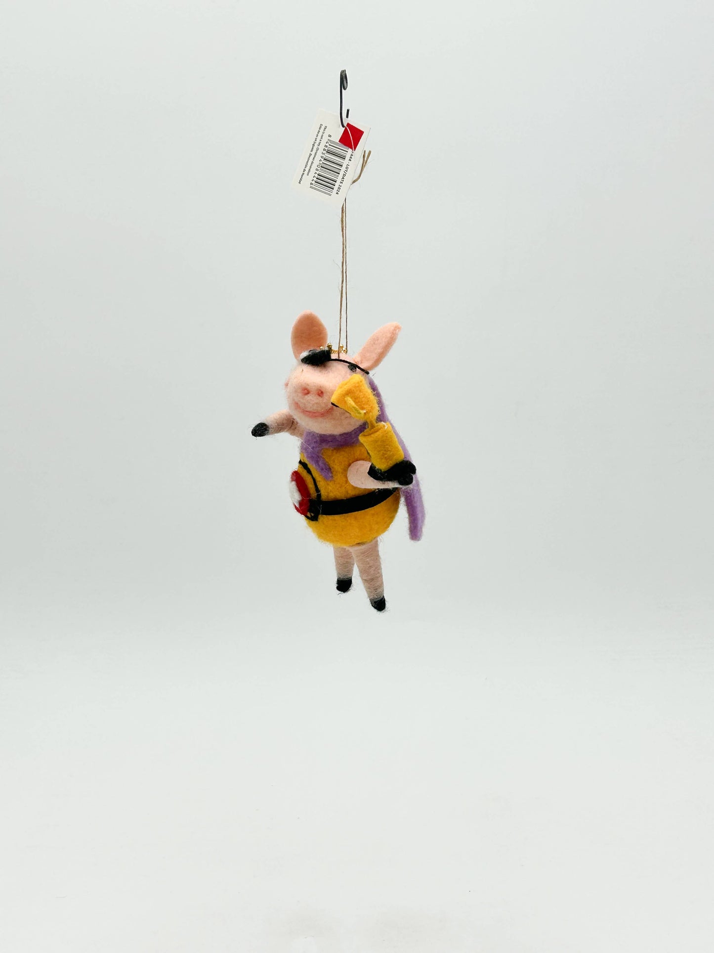 Pig Super Hero Felt Ornament