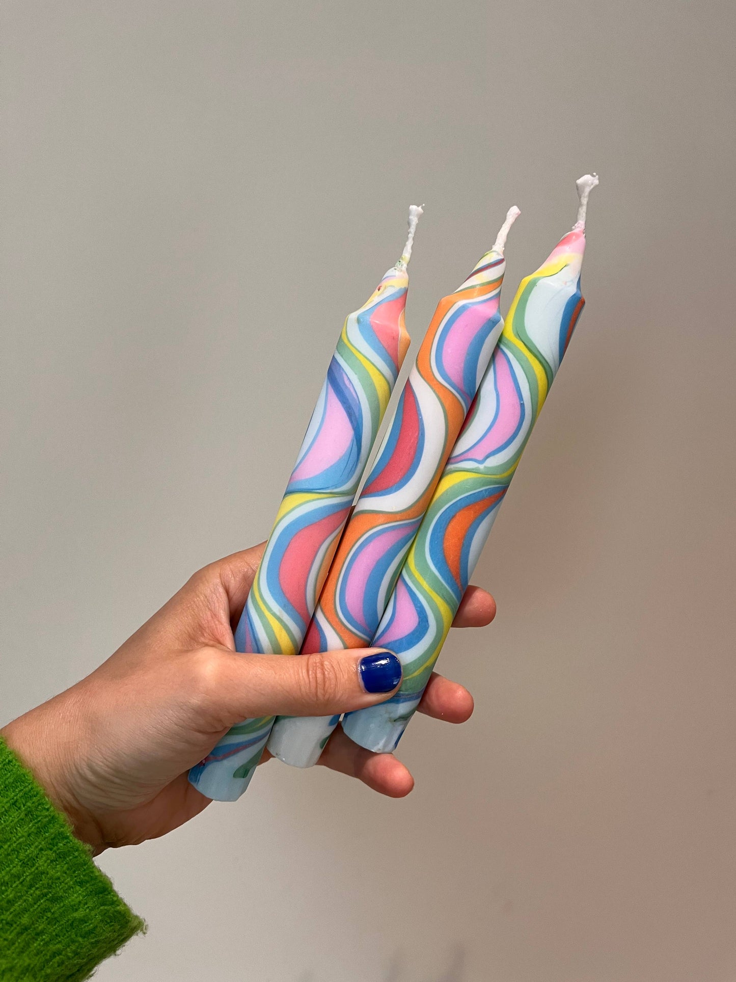 Rainbow Marble Candle