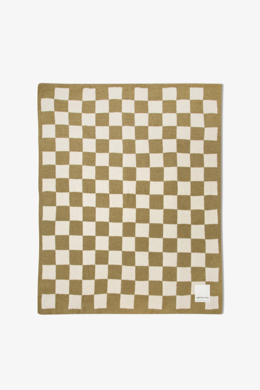 The Teddy Throw - 100% Recycled - Khaki Checkered