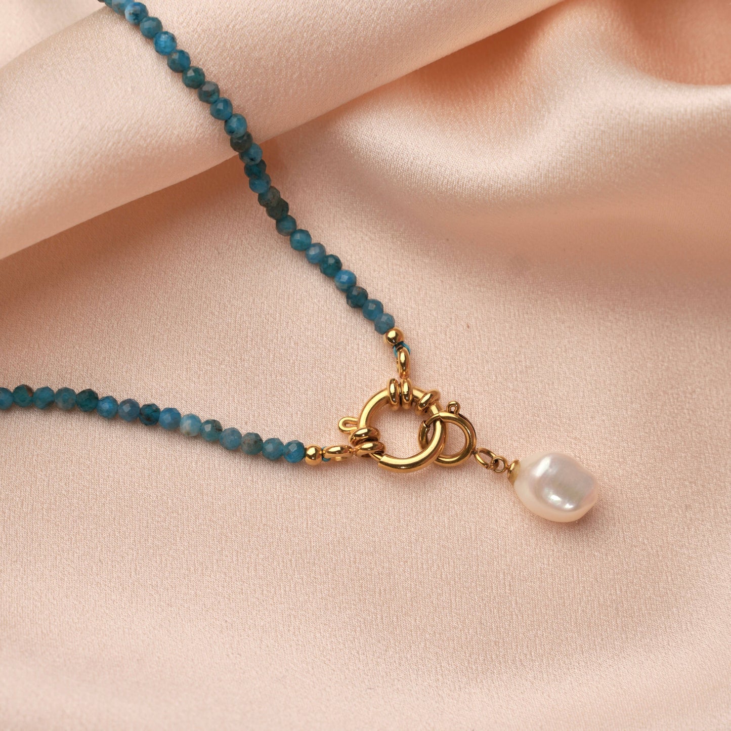 Natural Stone and Pearl Necklace