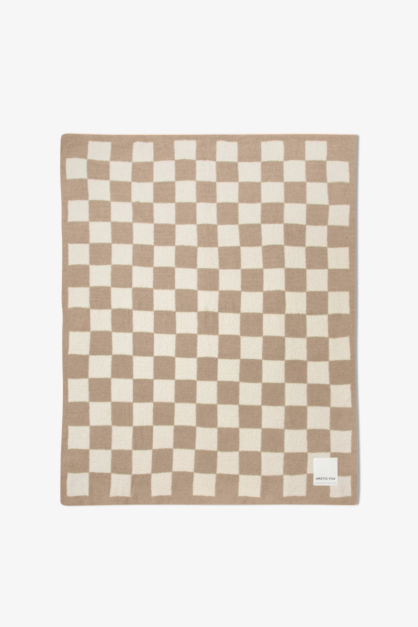 The Teddy Throw - 100% Recycled - Beige Checkered