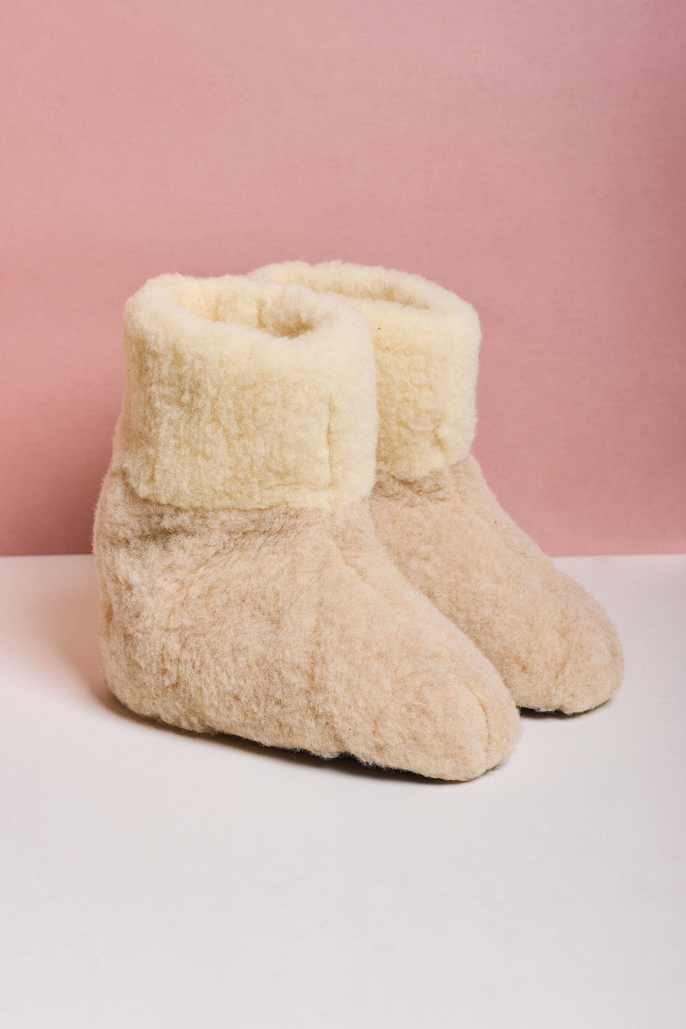 Tall Wool Slippers - Beige