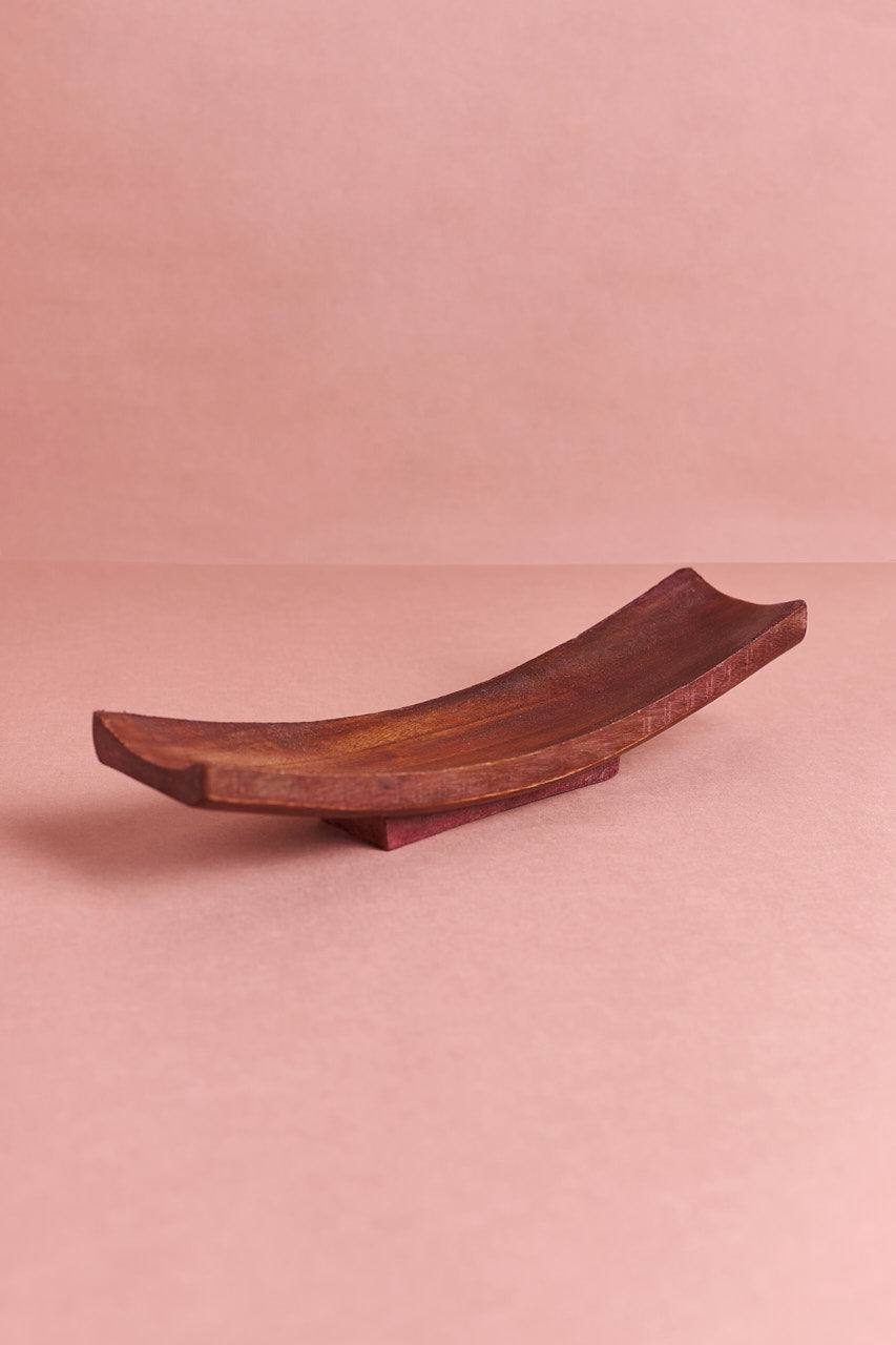 Rosewood Finish Incense Holder with Base