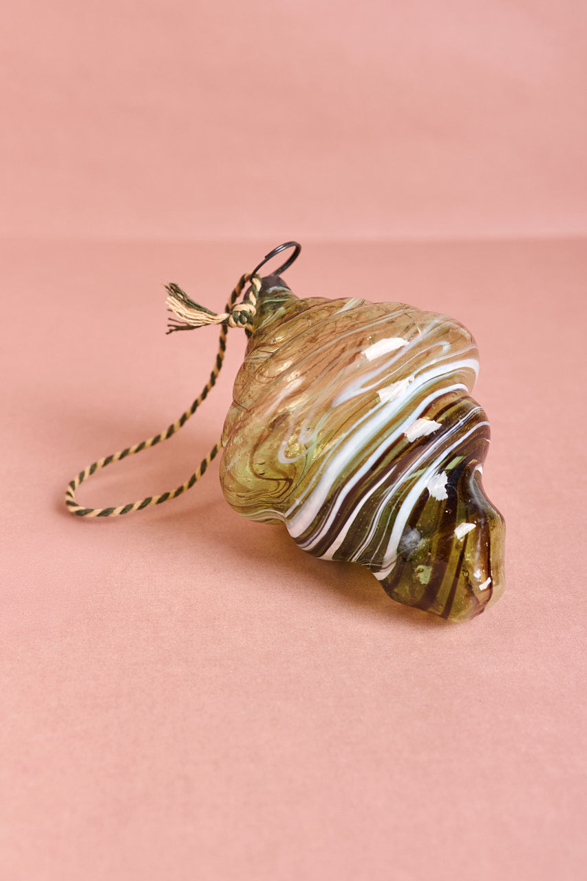 Glass Swirl Ornament - Green