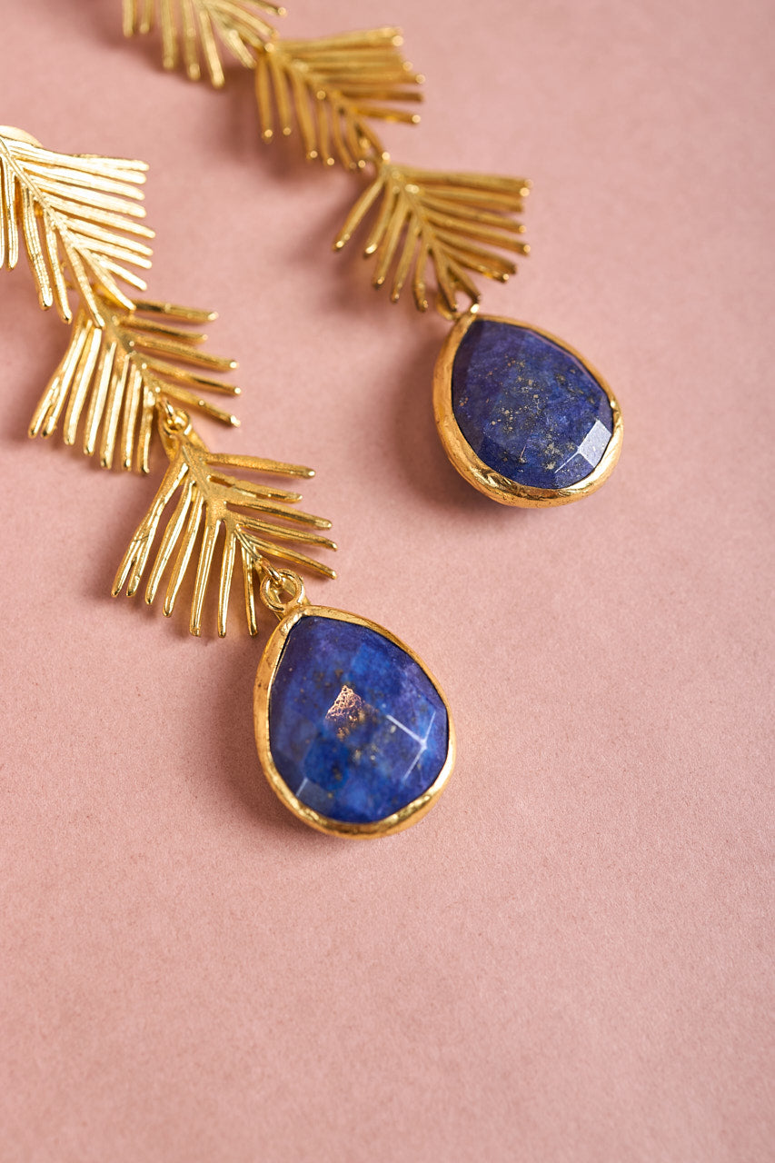 Golden Lapis Lazuli Earrings