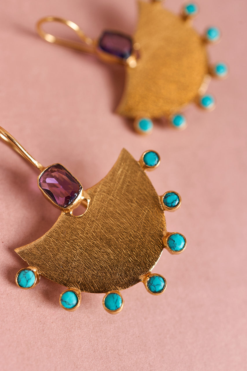Amethyst and Turquoise Babilonia Earrings
