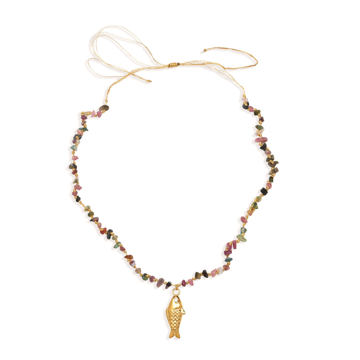 Necklace Fish Charm & Mineral Stones