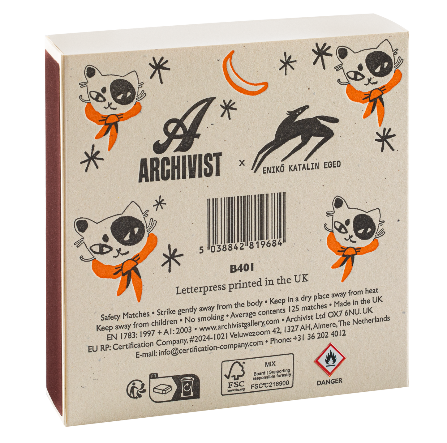 Black Spotted Kitten Safety Matches