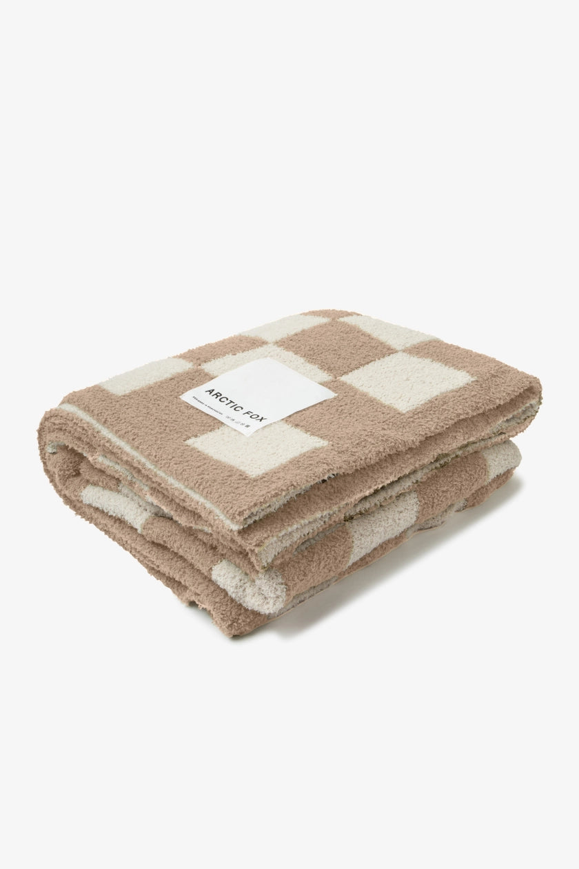 The Teddy Throw - 100% Recycled - Beige Checkered
