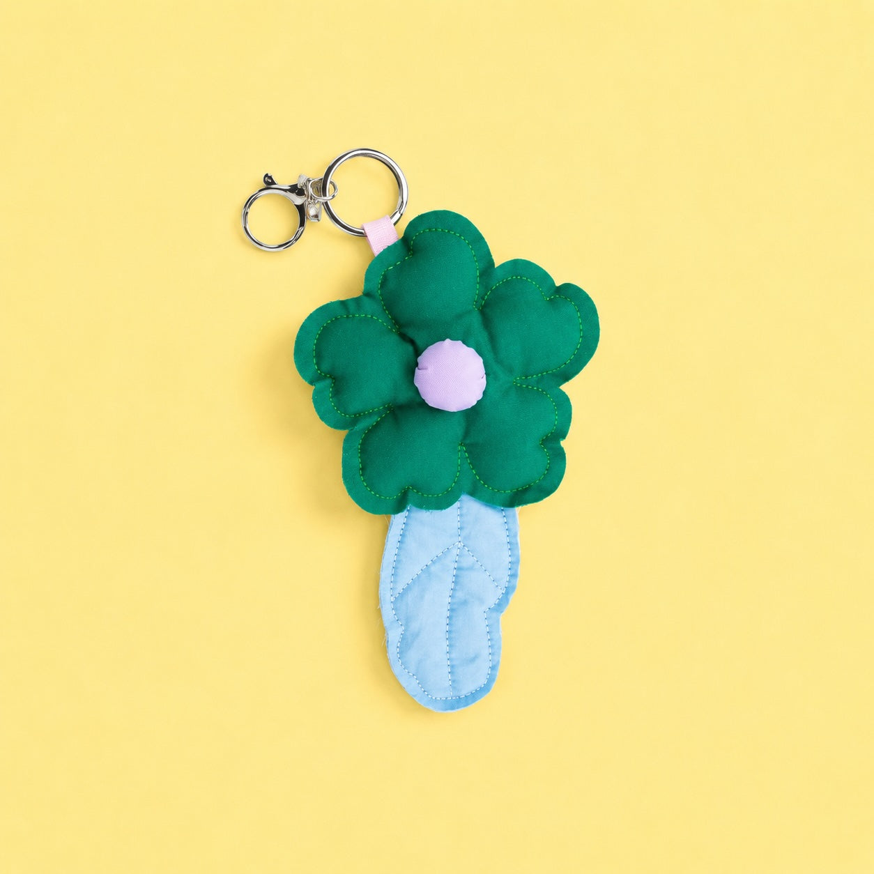 Green Puffy Flower Keychain