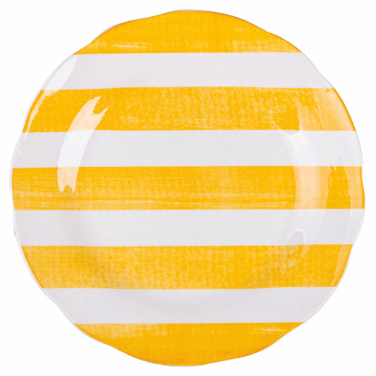 Striped Yellow Dessert Ceramic Plate