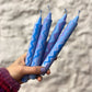 Blue Zigzag Marble Candle