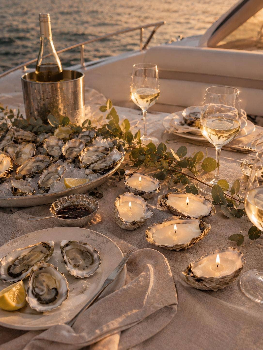 Coastal Beach Style Oyster Shell Event Candles