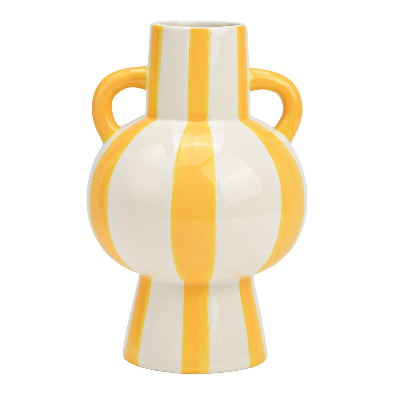 Yellow Striped Ceramic Vase