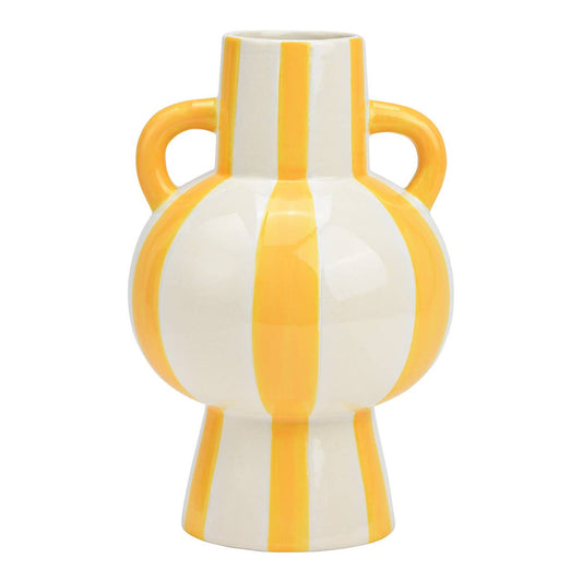 Yellow Striped Ceramic Vase
