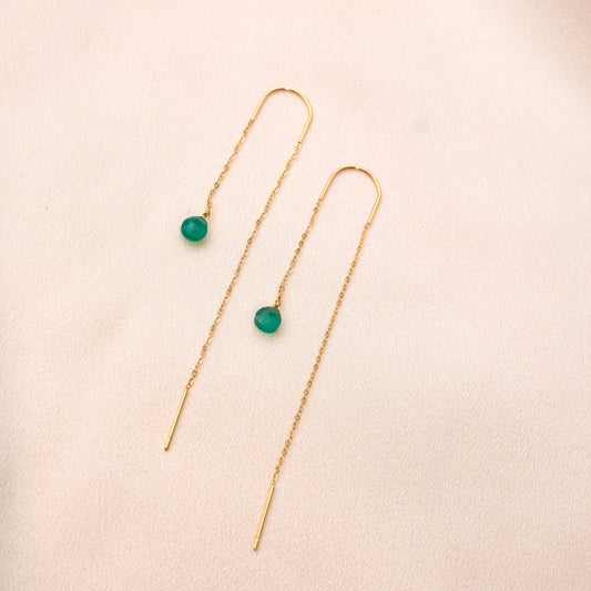 Green Drop Stainless Steel Earrings