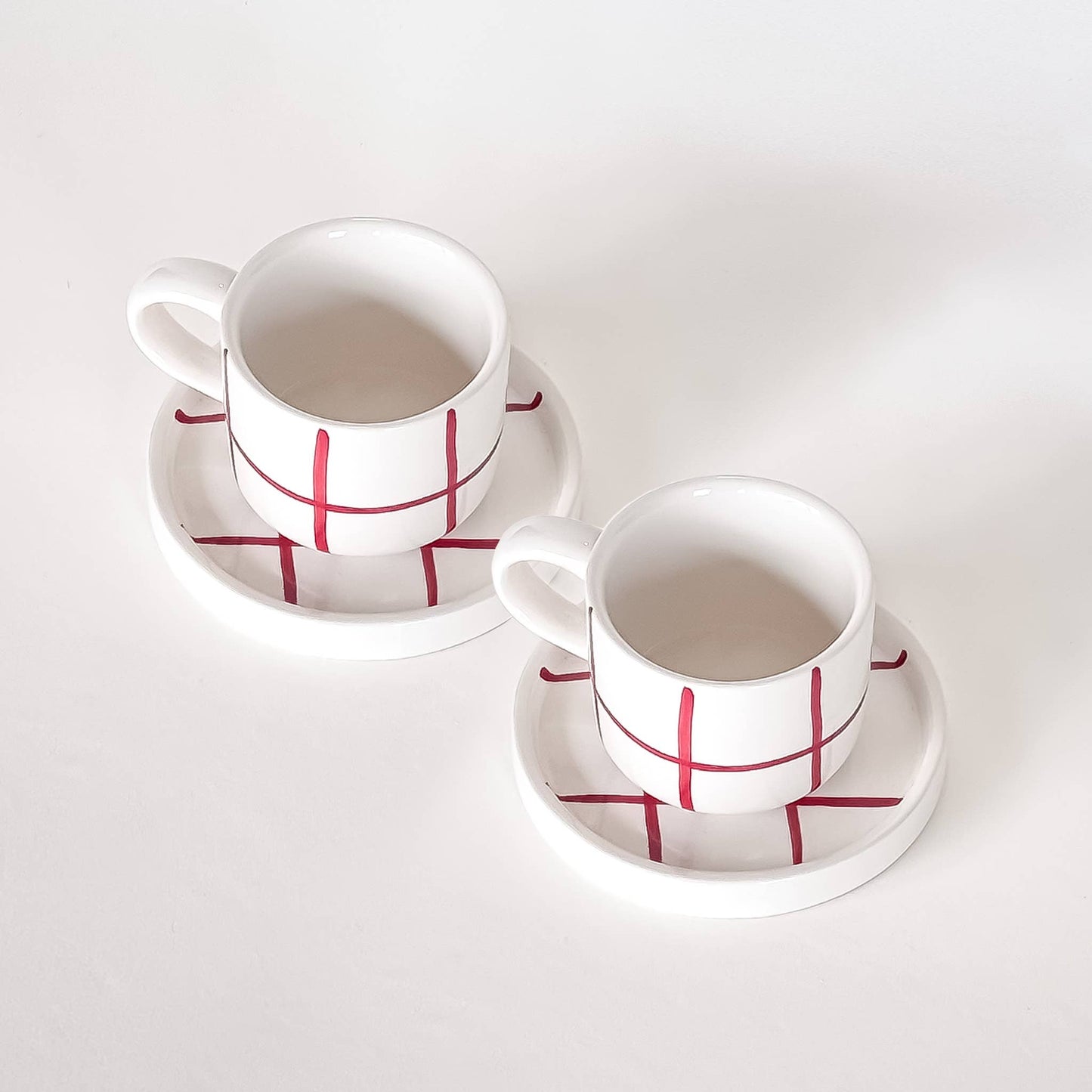 Espresso Grid - Red Set of 2