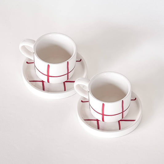 Espresso Grid - Red Set of 2