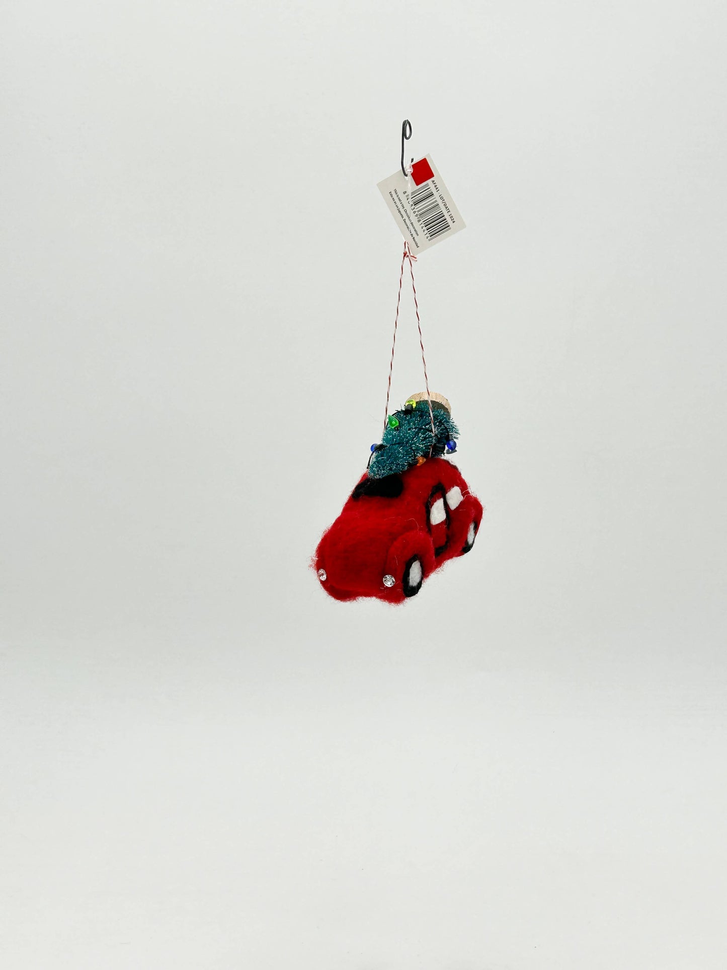 Red Car with Tree Felt Ornament
