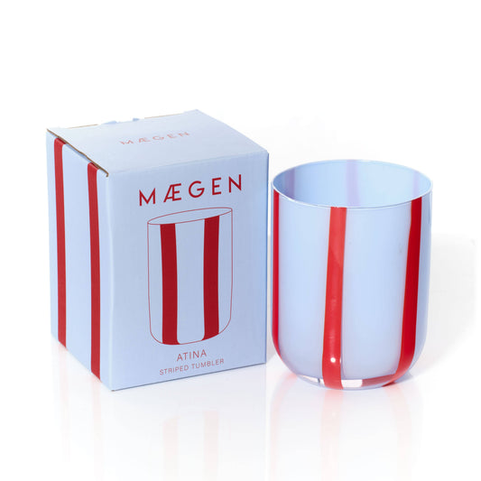 Atina Glass Tumbler - Blue & Red