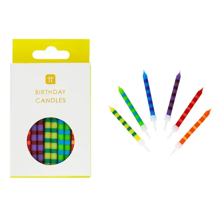 Striped Birthday Candles | 24 Pack |