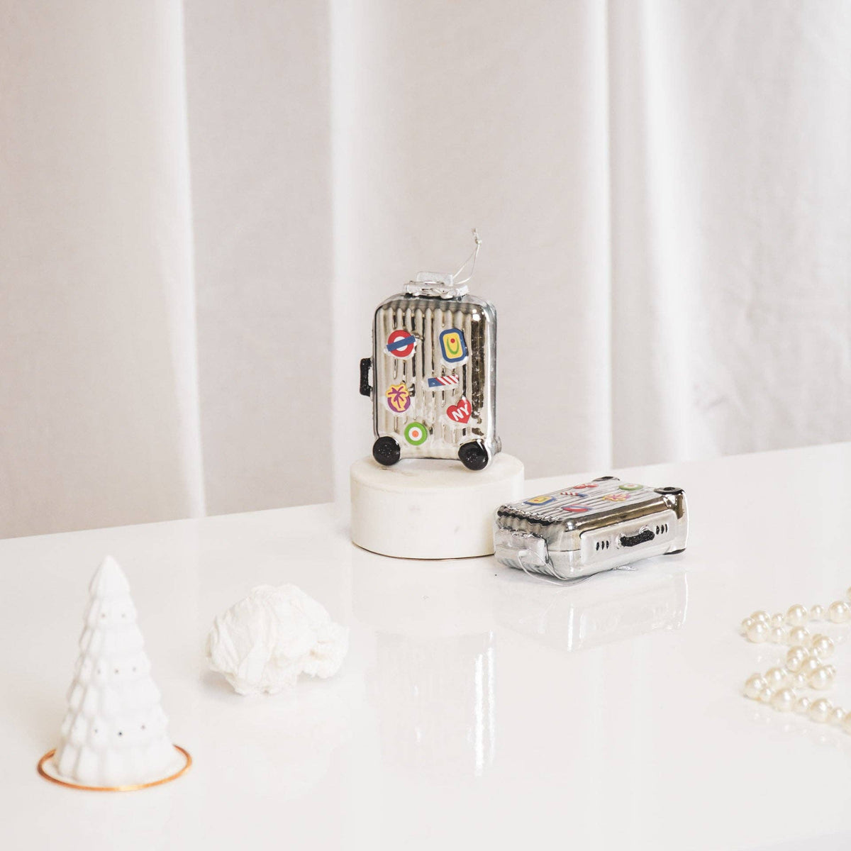 Glass Suitcase Ornament