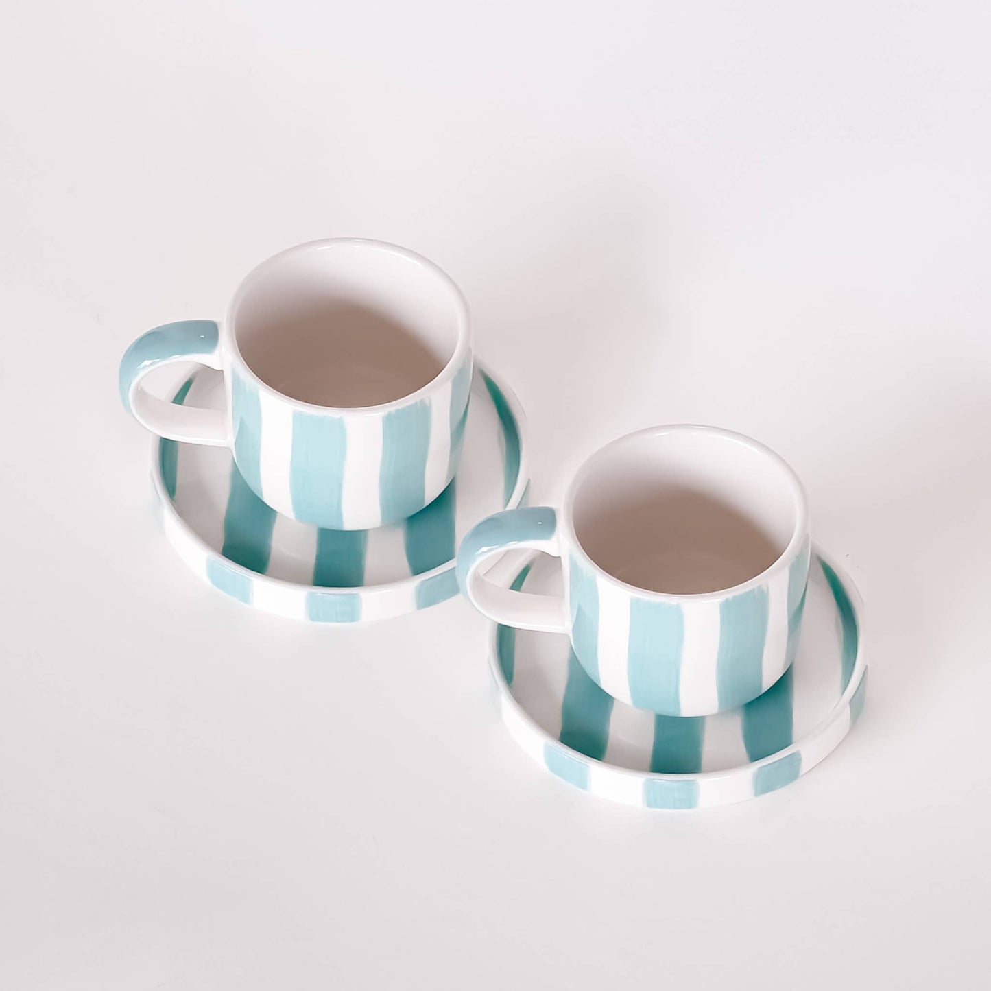 Espresso Stripes - Amalfi Mint Set of 2