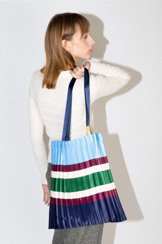 Pleated Tote Bag - Sorrento Blue