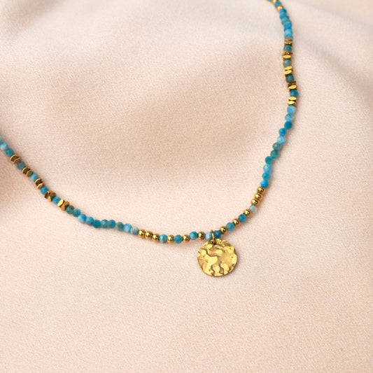 Natural Stone and Hammered Coin Necklace