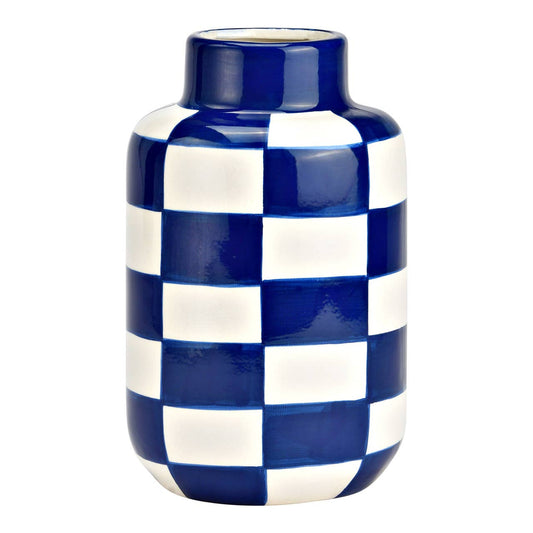 Blue and white Checkered Ceramic Vase