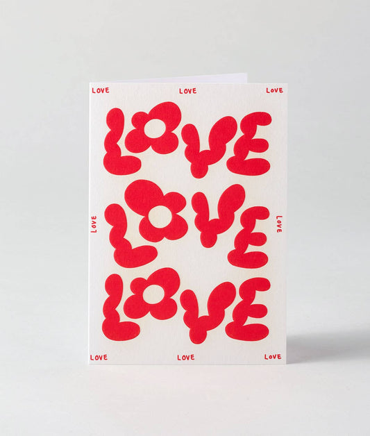 Love Love Love' Embossed Greetings Card