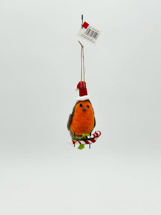 Robin with Hat Felt Ornament