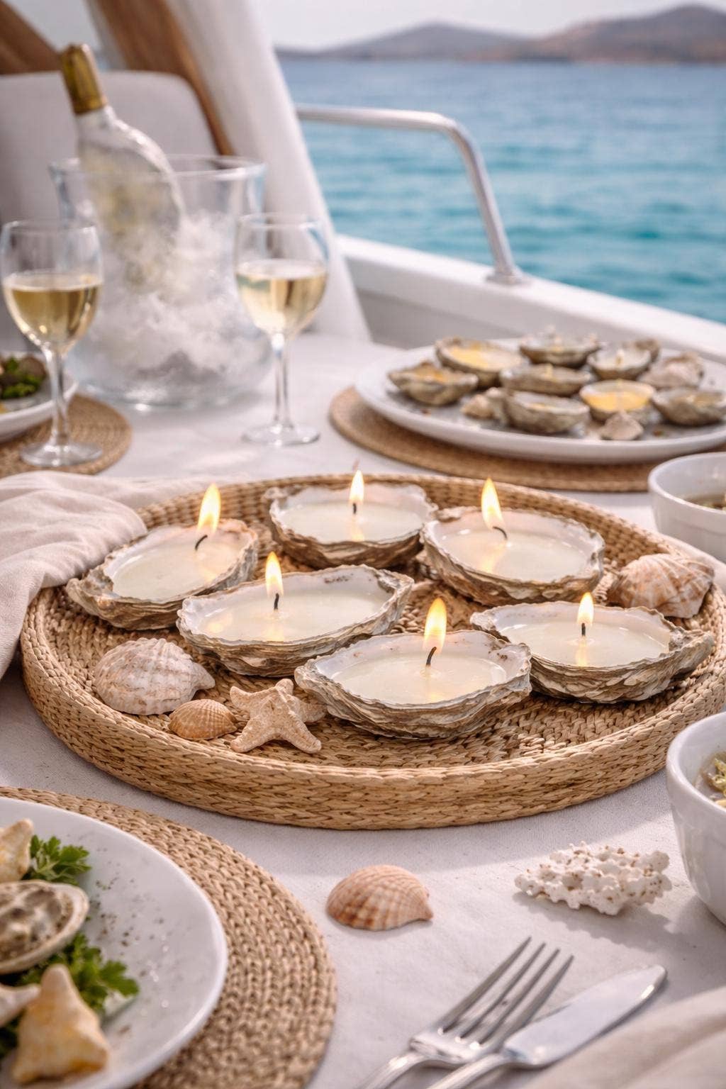 Coastal Beach Style Oyster Shell Event Candles