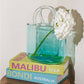 Sophia Blue Glass Handbag Vase – 19.5 × 9 × 27 cm