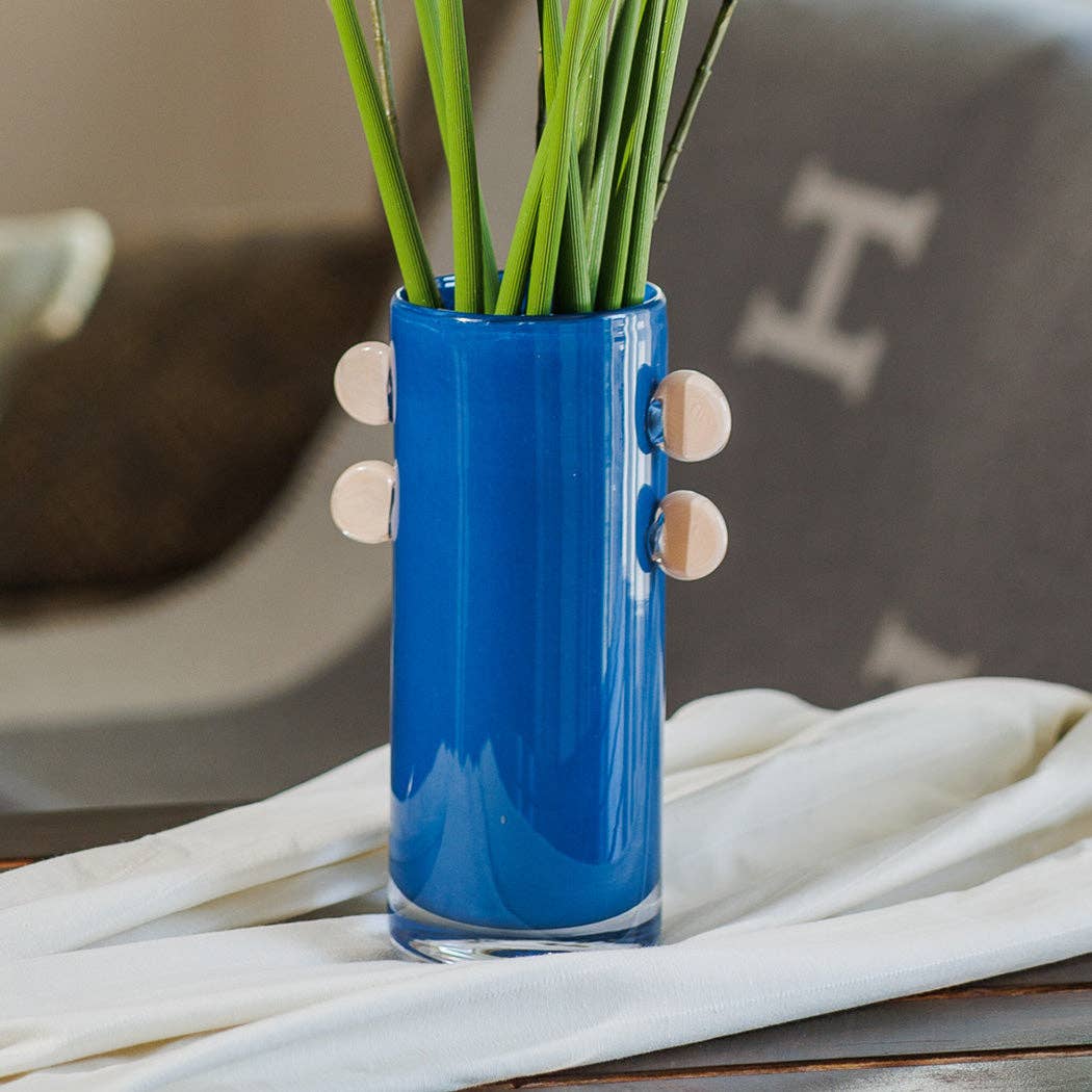 Alma Blue Glass Vase 25cm