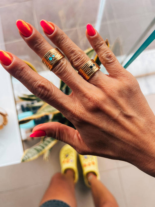 Gold Statement Ribbed Ring