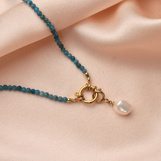 Natural Stone and Pearl Necklace