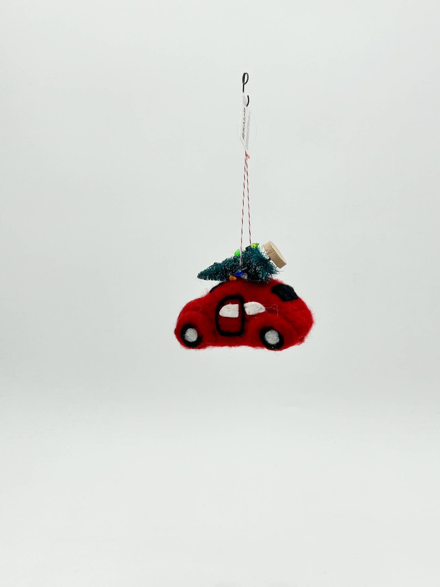 Red Car with Tree Felt Ornament