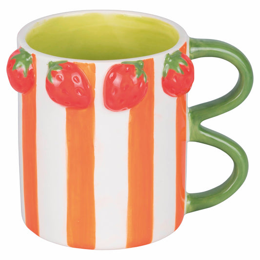 Vertical Stripes Strawberry Ceramic Mug
