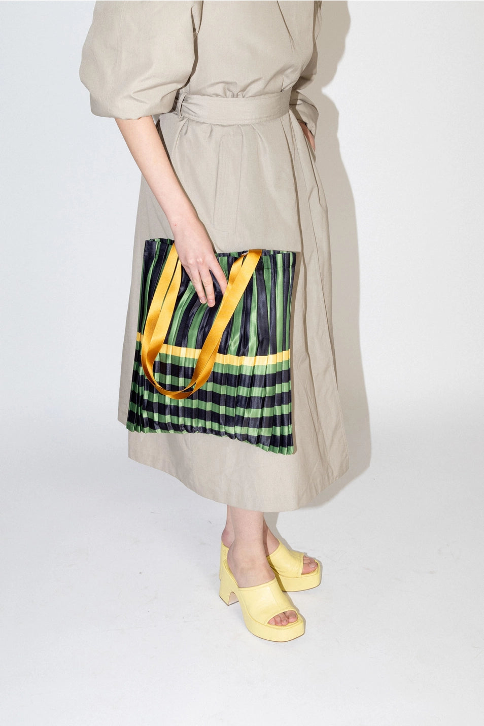 Pleated Tote Bag - Racing Green