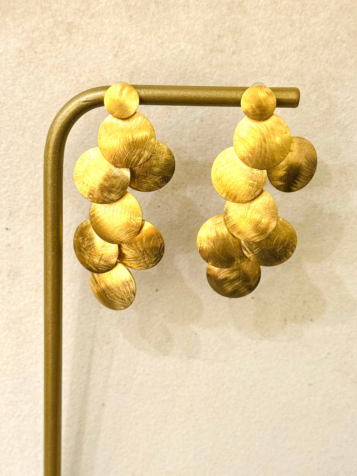 Bubbles Brushed Gold Dangle Earrings