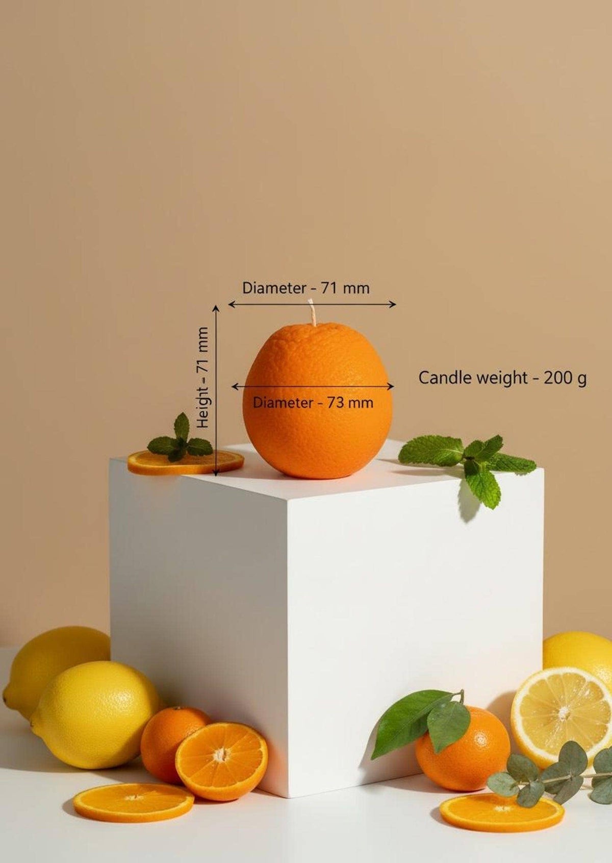 Orange Shaped Fruit Candle