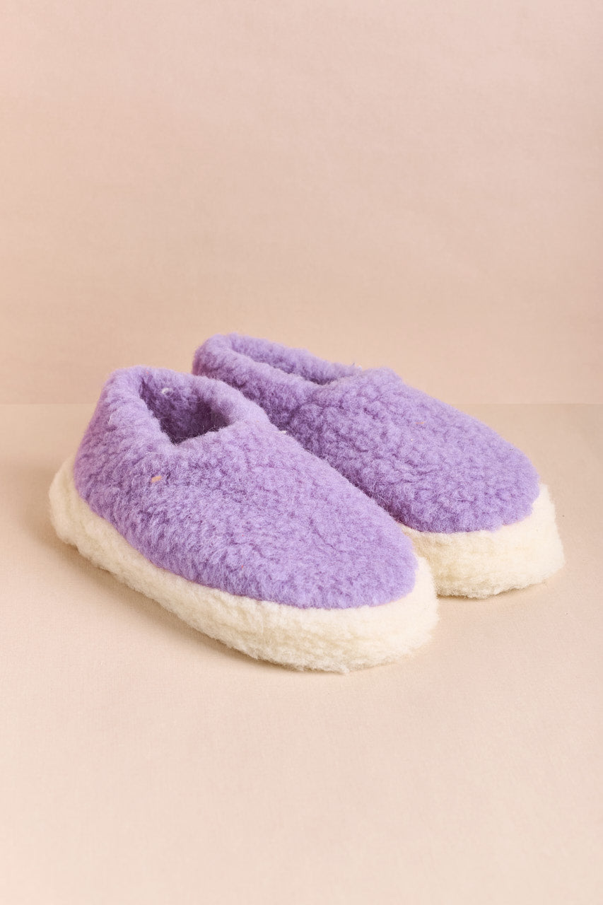 Short Wool Slippers - Lilac