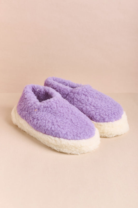 Short Wool Slippers - Lilac