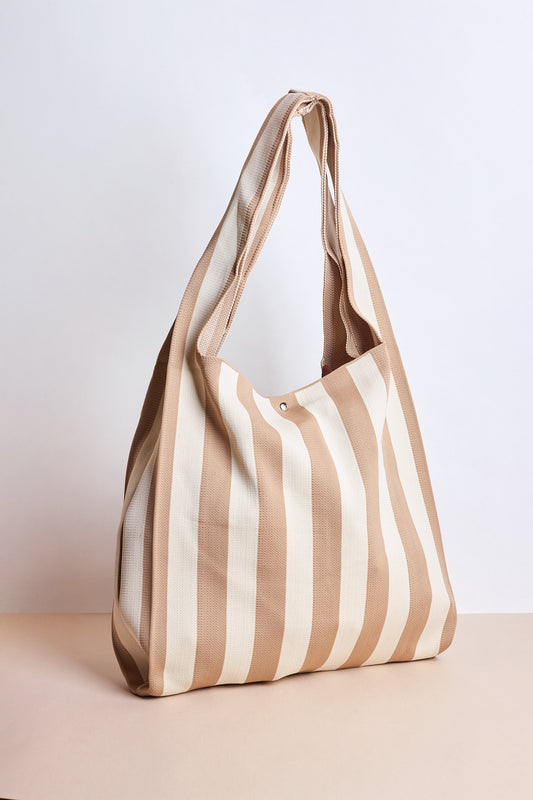 Shopper Khaki Beige Stripes