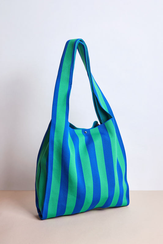 Shopper Blue Green Stripes