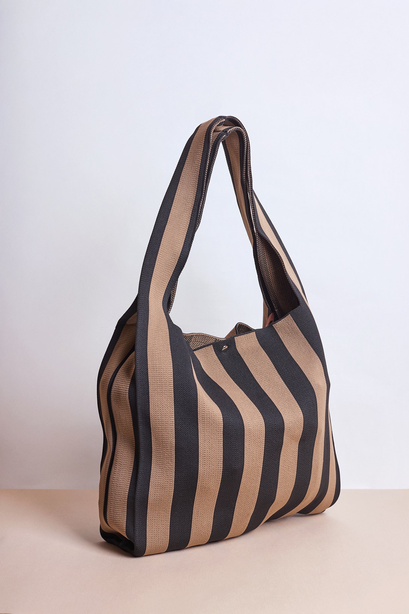 Shopper Taupe Black Stripes